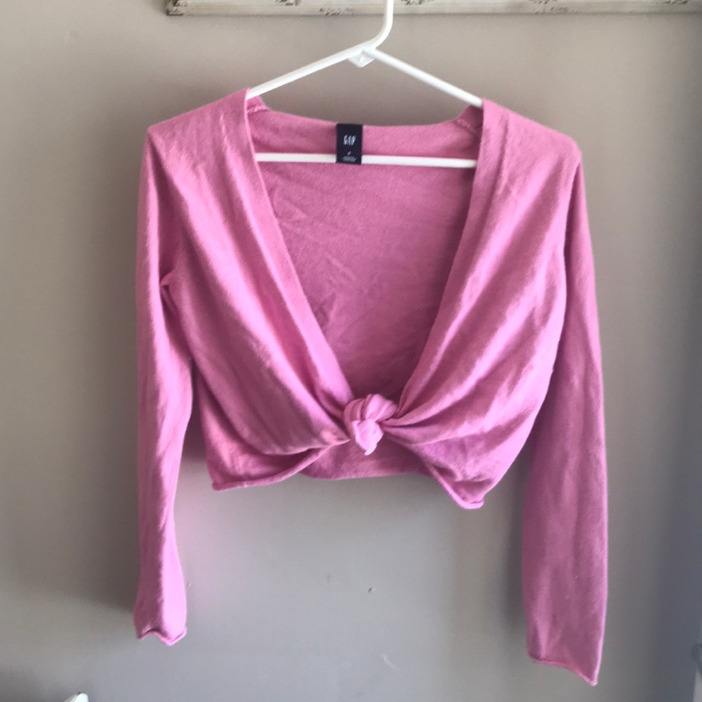 Gap cropped tie sweater small